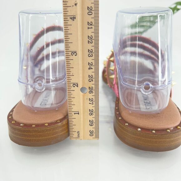 Steve Madden Selina Spiked Sandals Women's 8 Pink Gold Strappy Slip On Slides - Picture 7 of 12